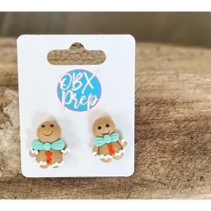 Mini Christmas Polymer Clay Gingerbread Man Earrings
