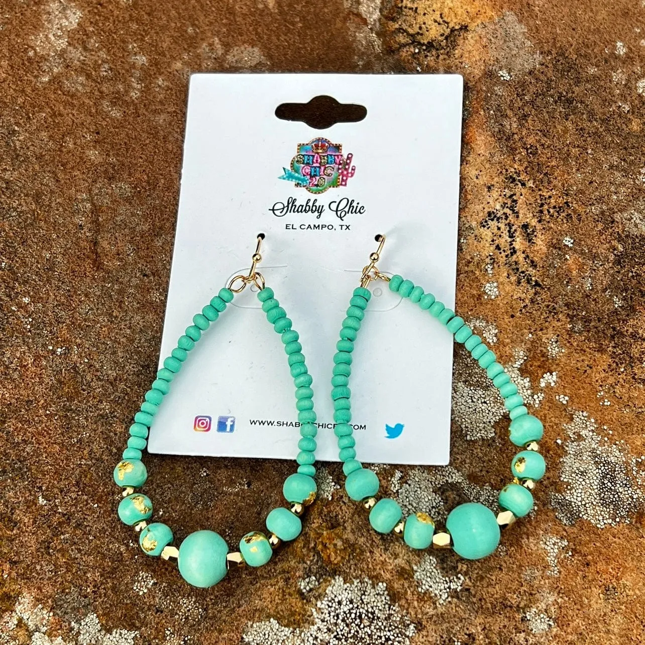 Mint Wooden Beaded Earrings