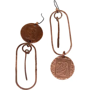 Mismatched Copper Dangle Earrings