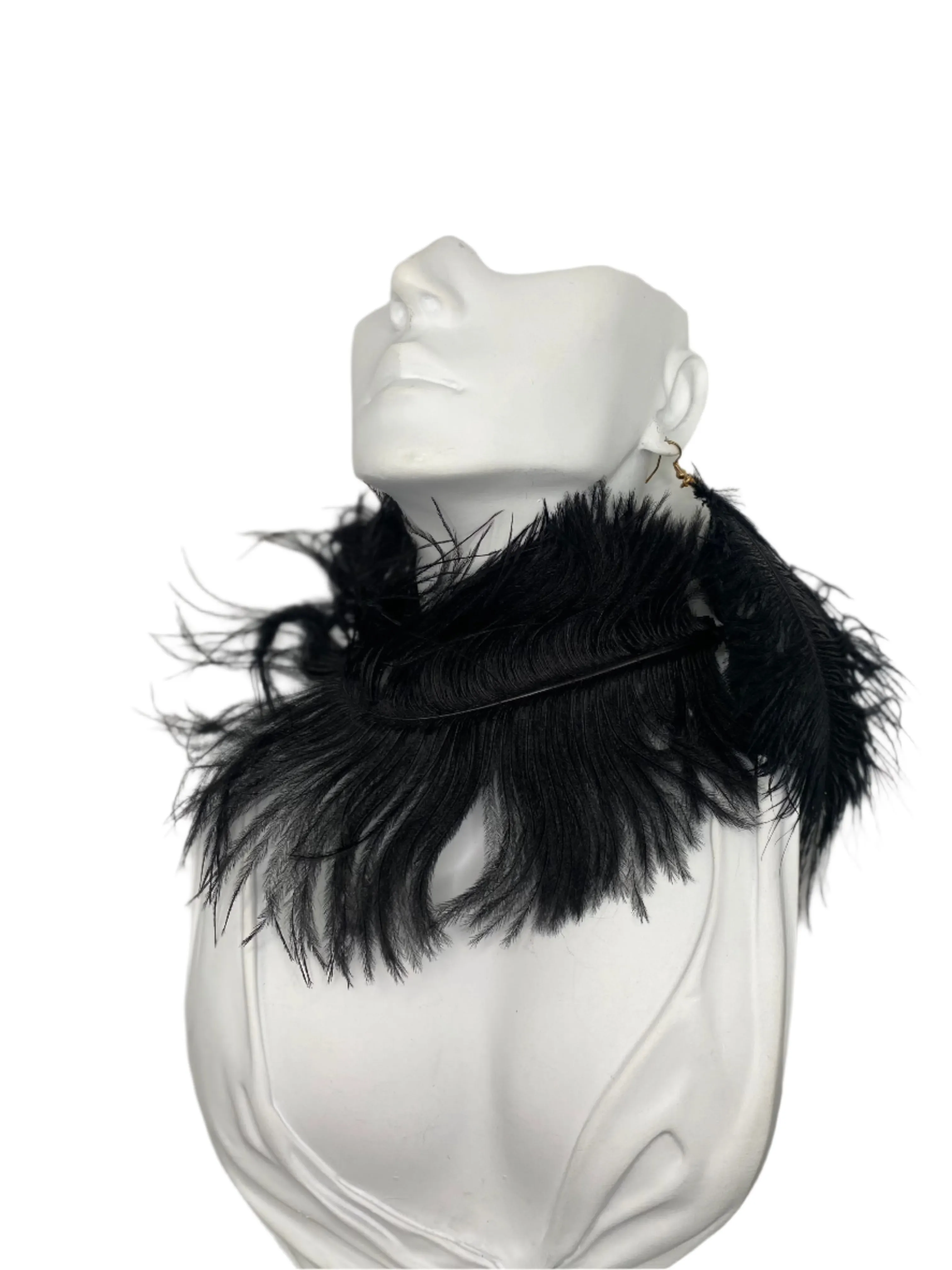 Misty Blue Kyla - Feather Choker Necklace and Earring Set