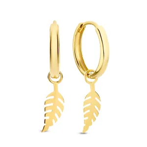 Monceau Giselle 14 karat gold hoop earrings with feather