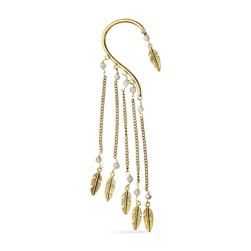 Moonstone Chain Ear Cuff Wrap Around Earring