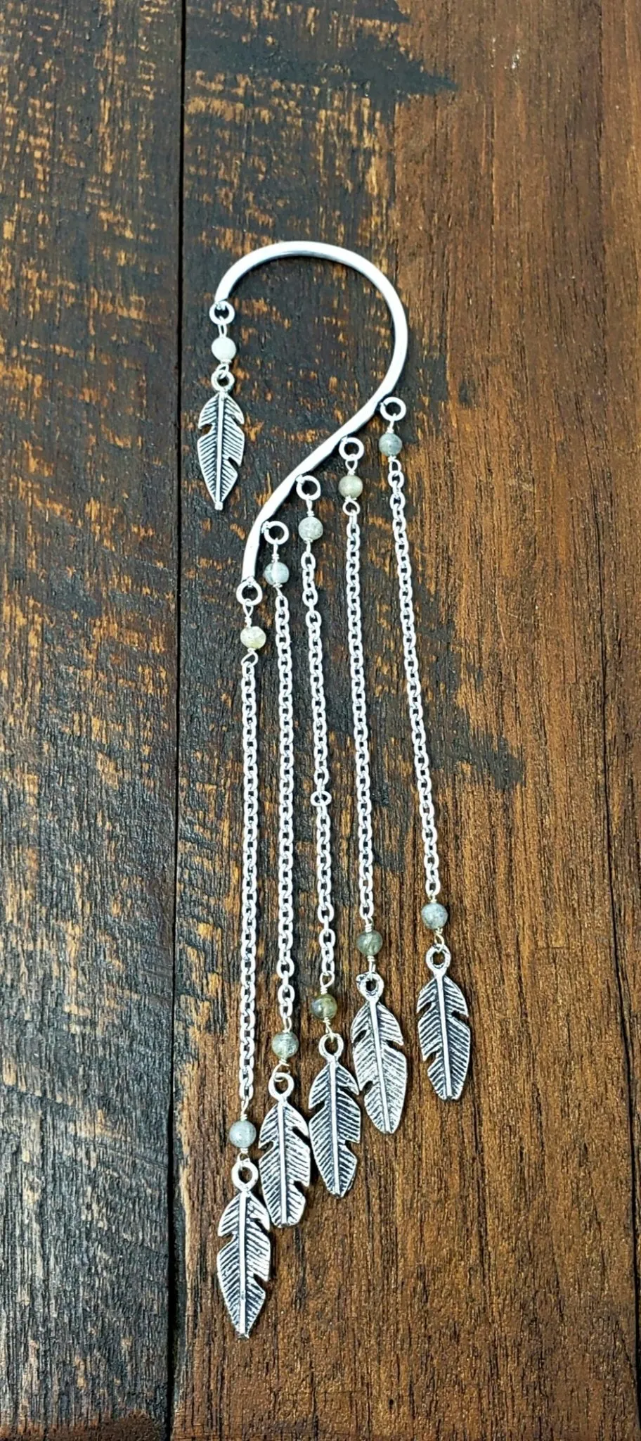 Moonstone Chain Ear Cuff Wrap Around Earring
