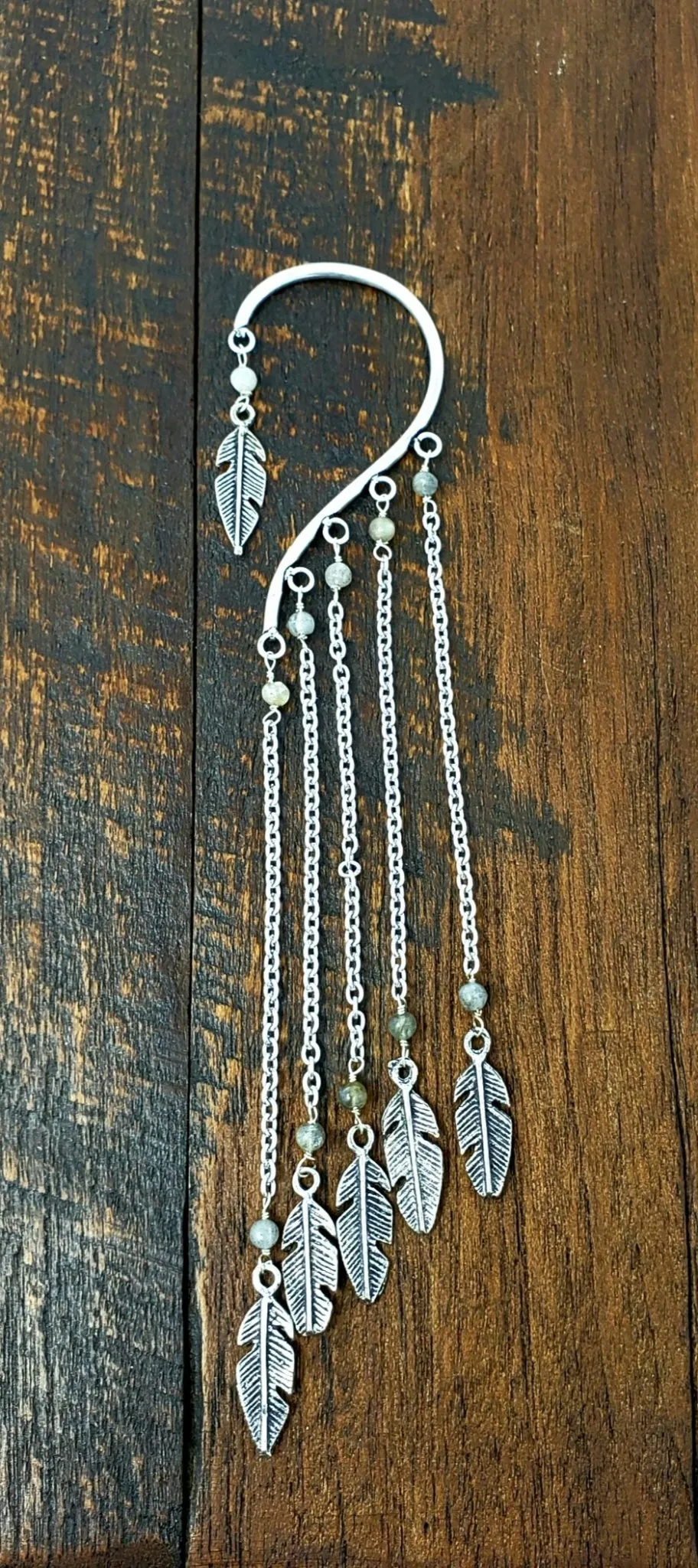 Moonstone Chain Ear Cuff Wrap Around Earring