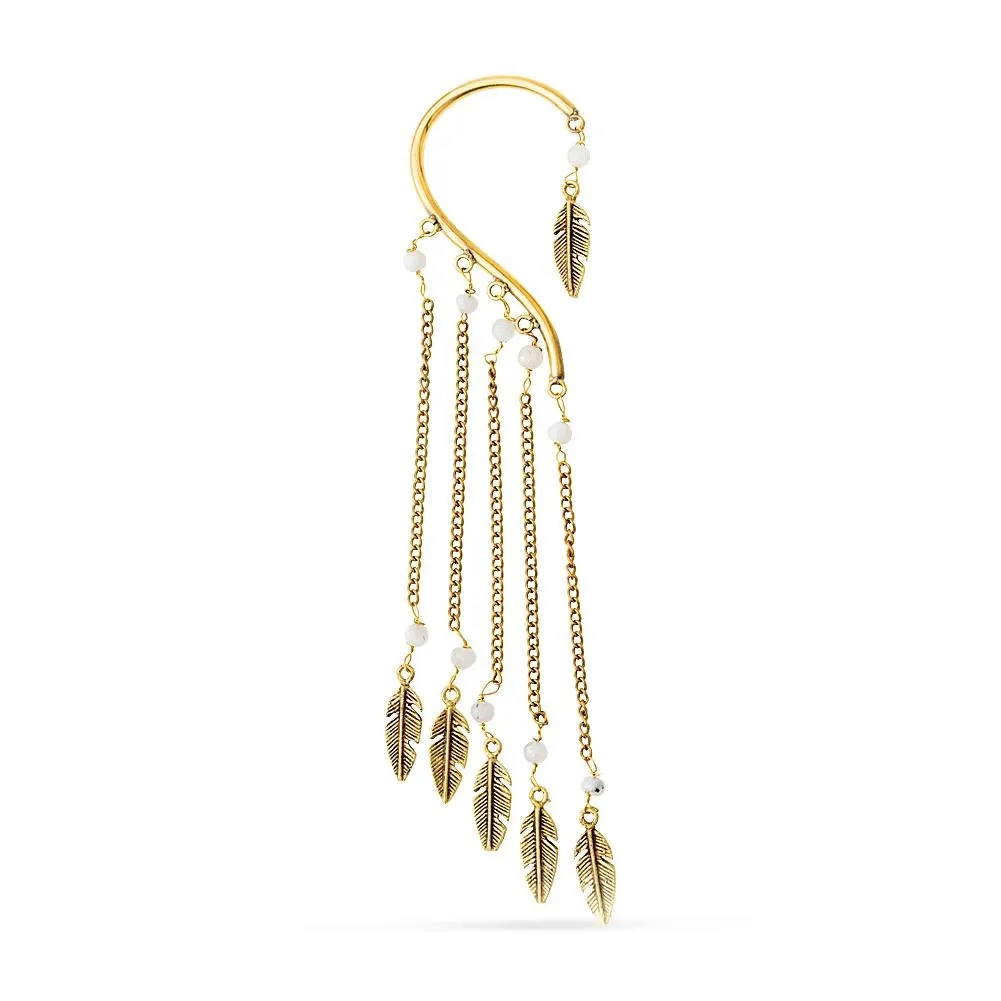 Moonstone Chain Ear Cuff Wrap Around Earring