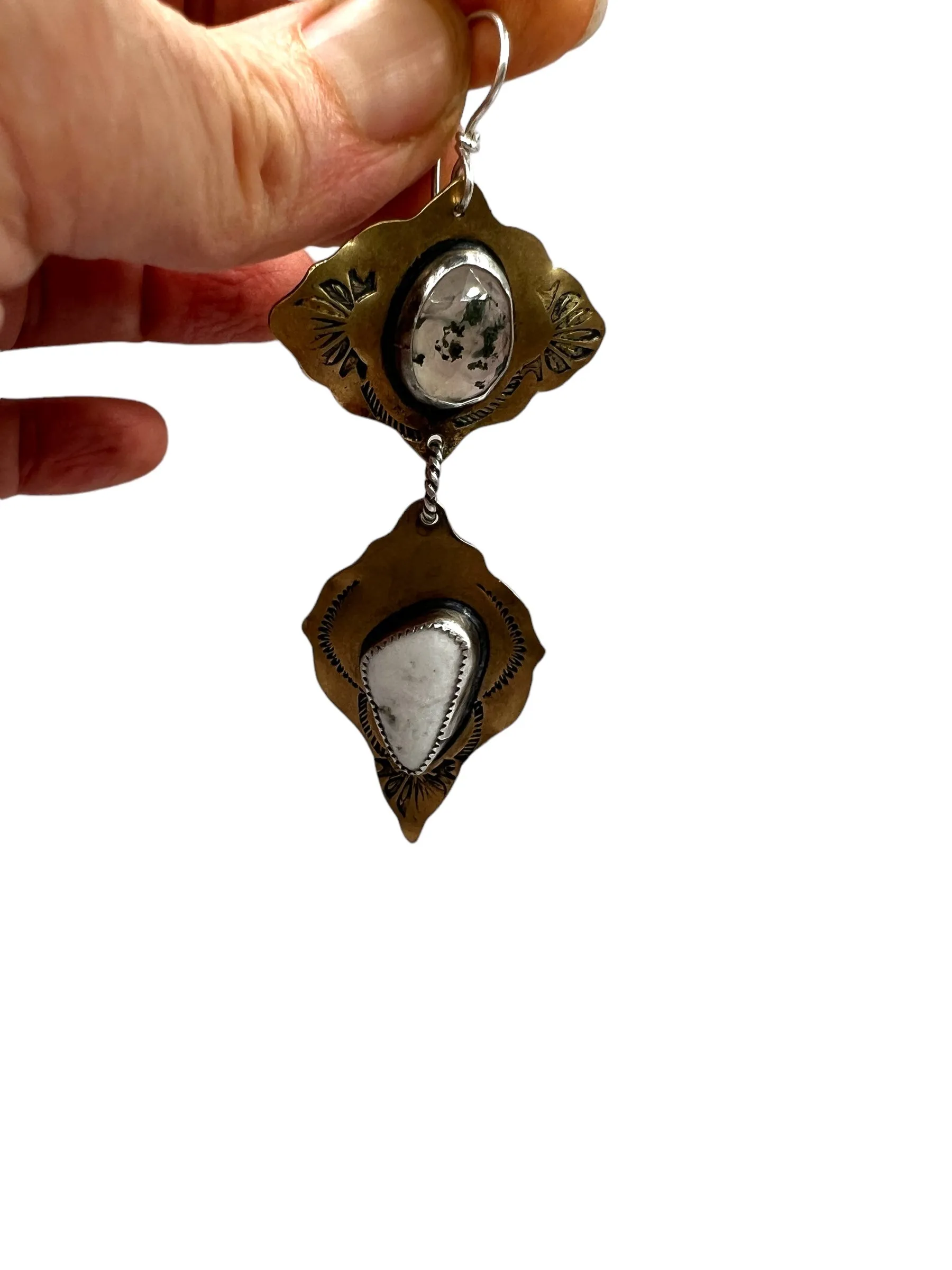 Moss Agate and White Buffalo Turquoise Magdalena Earrings