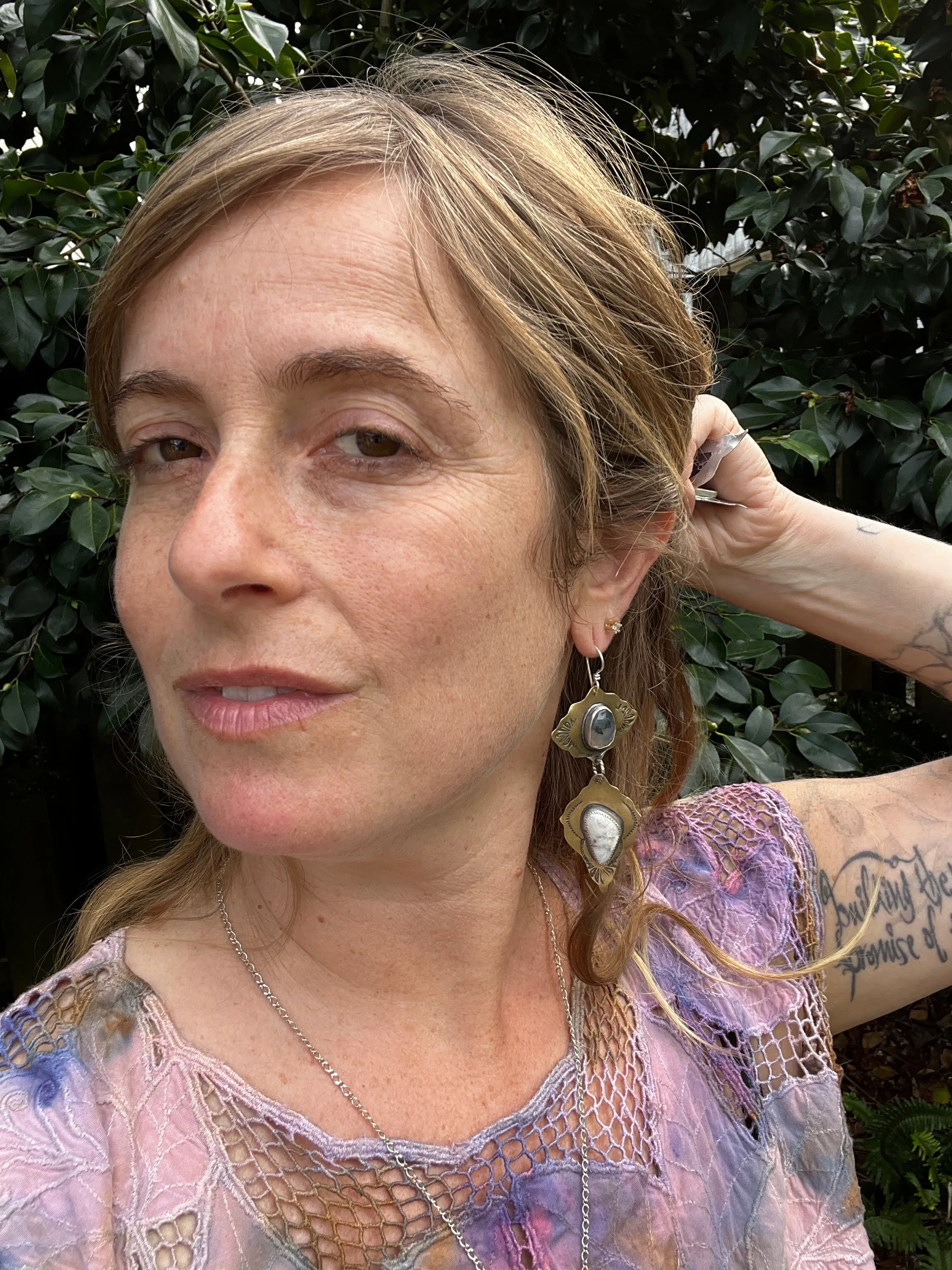 Moss Agate and White Buffalo Turquoise Magdalena Earrings