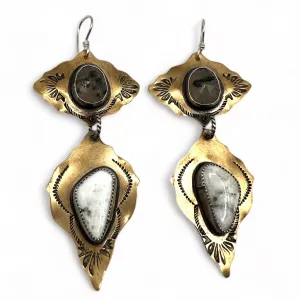 Moss Agate and White Buffalo Turquoise Magdalena Earrings
