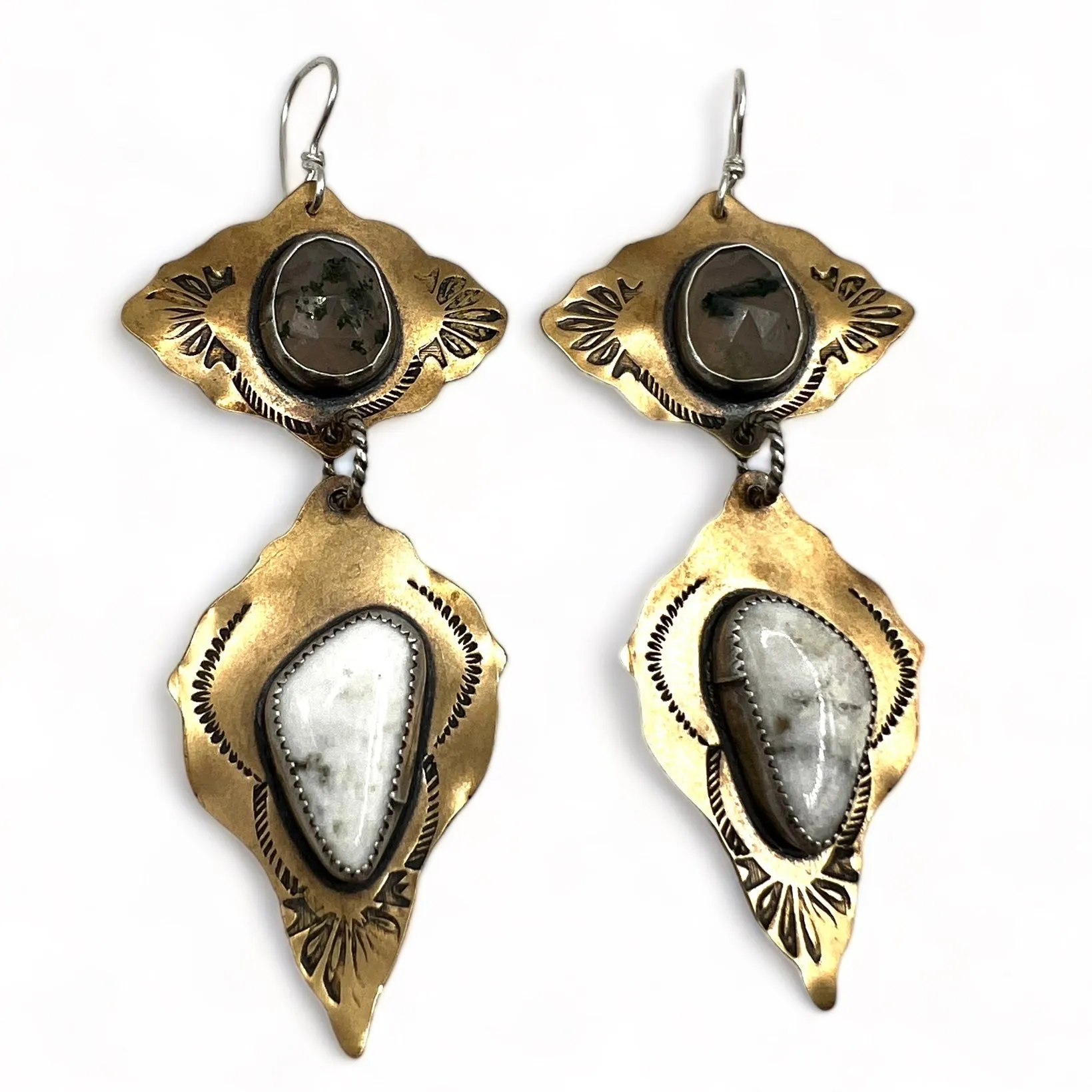 Moss Agate and White Buffalo Turquoise Magdalena Earrings
