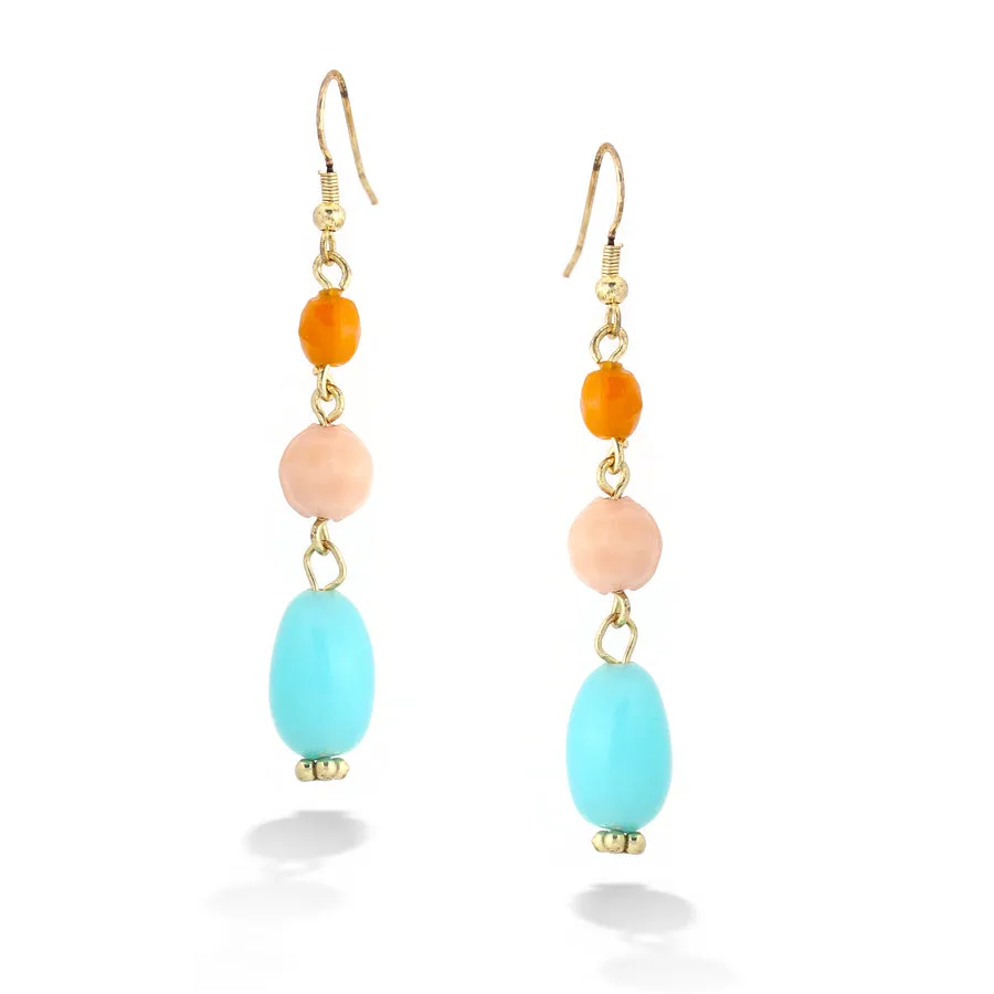 MULTI COLOR BEAD EARRINGS #ER19038 GLD MLT (LB2)
