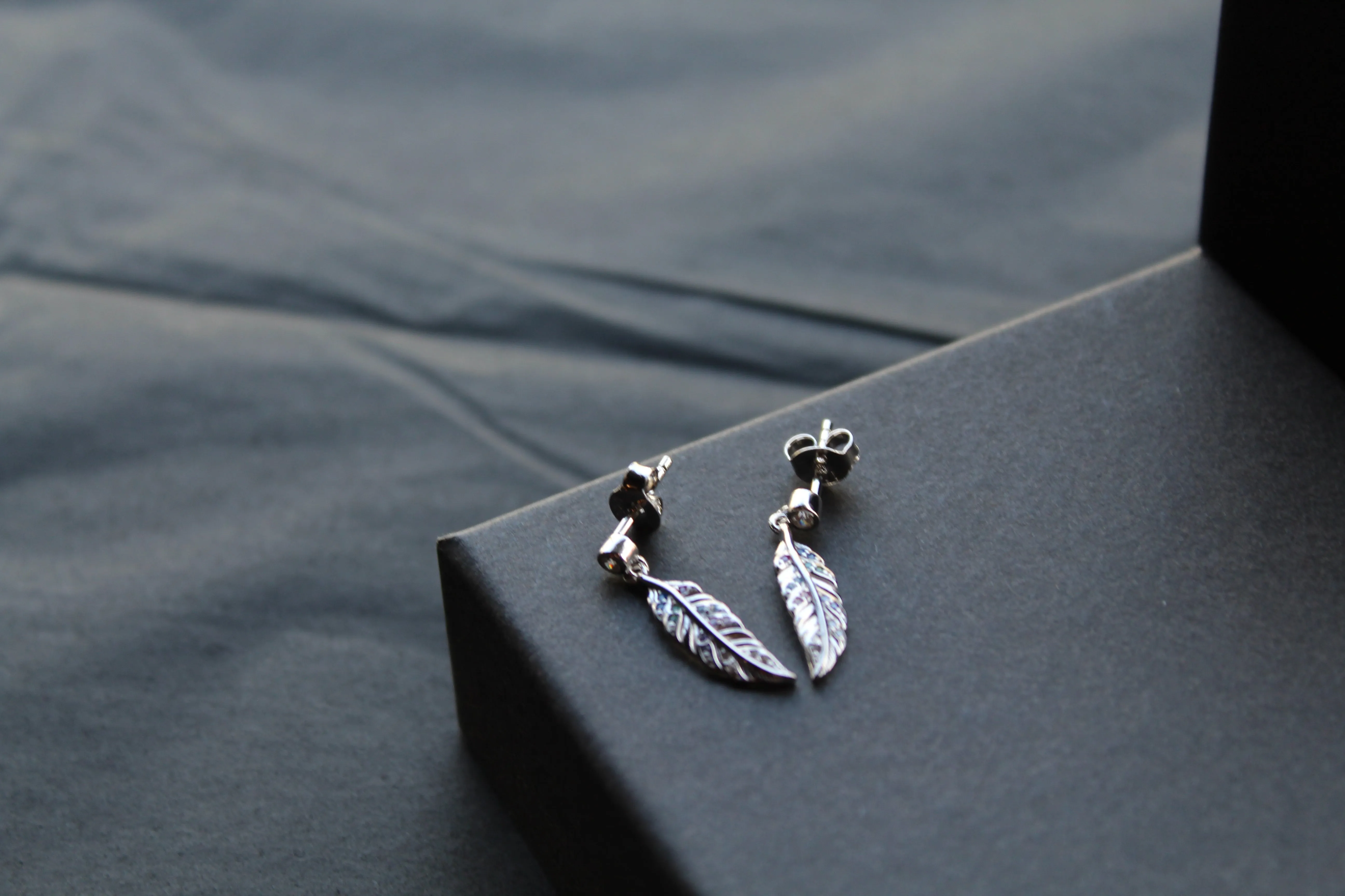 Multi Coloured Feather Drop Earrings