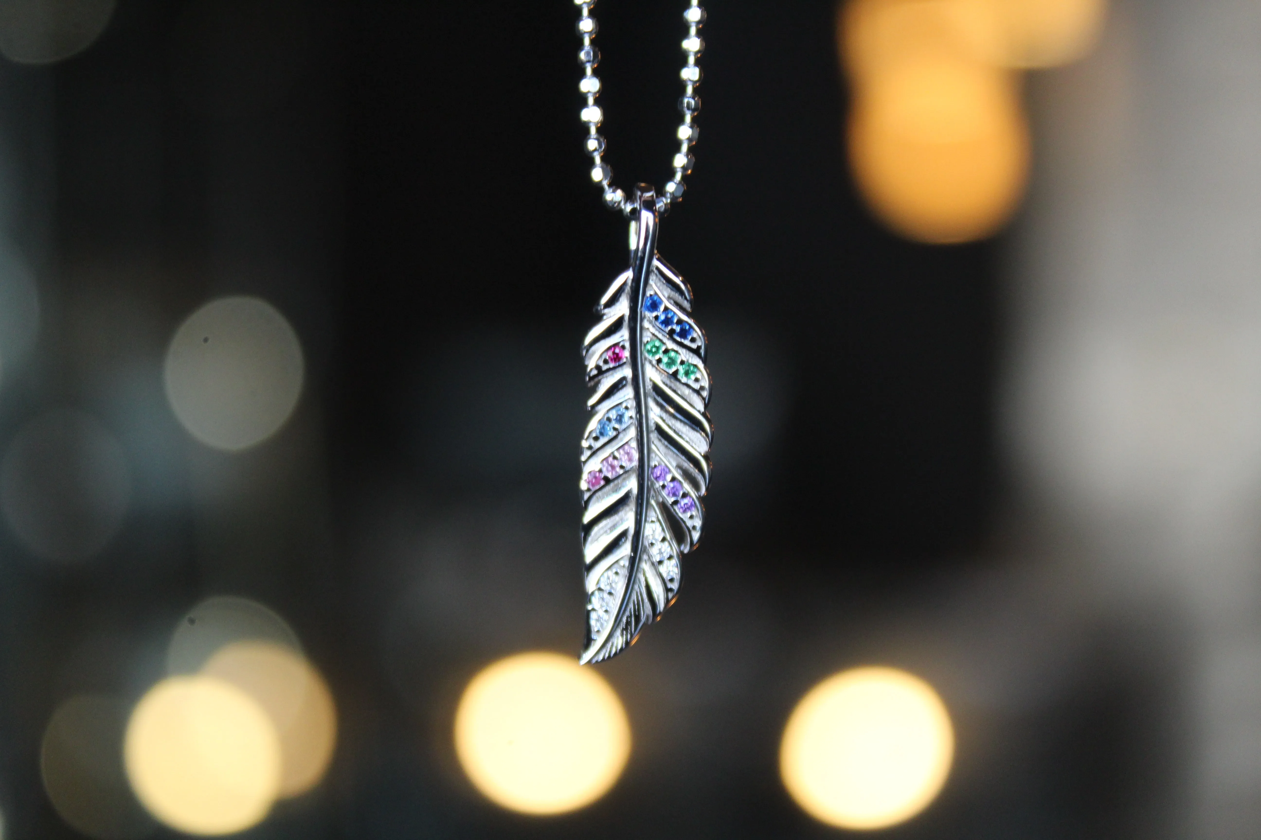 Multi Coloured Feather Necklace