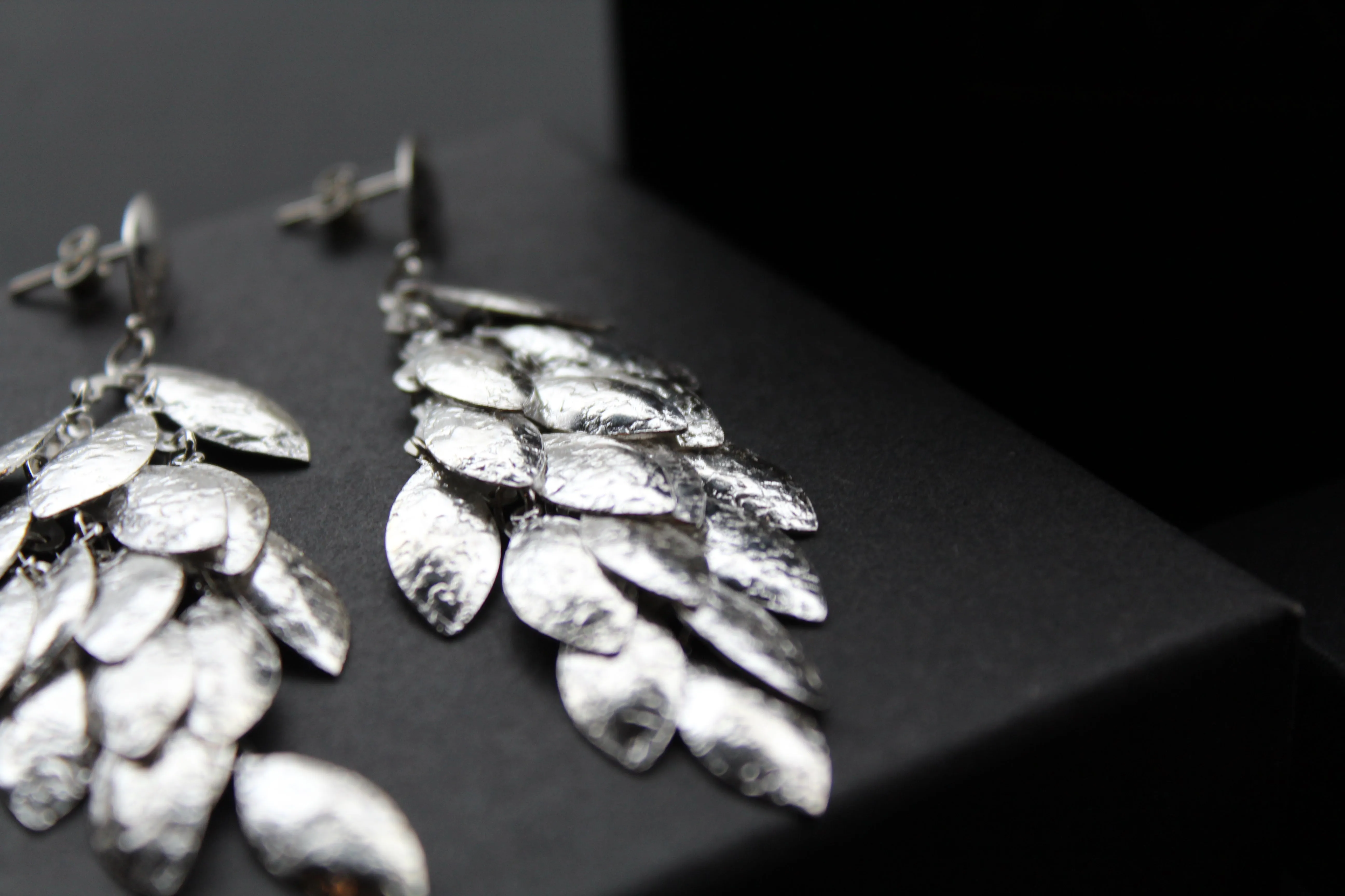 Multi Leaf Long Drop Earrings