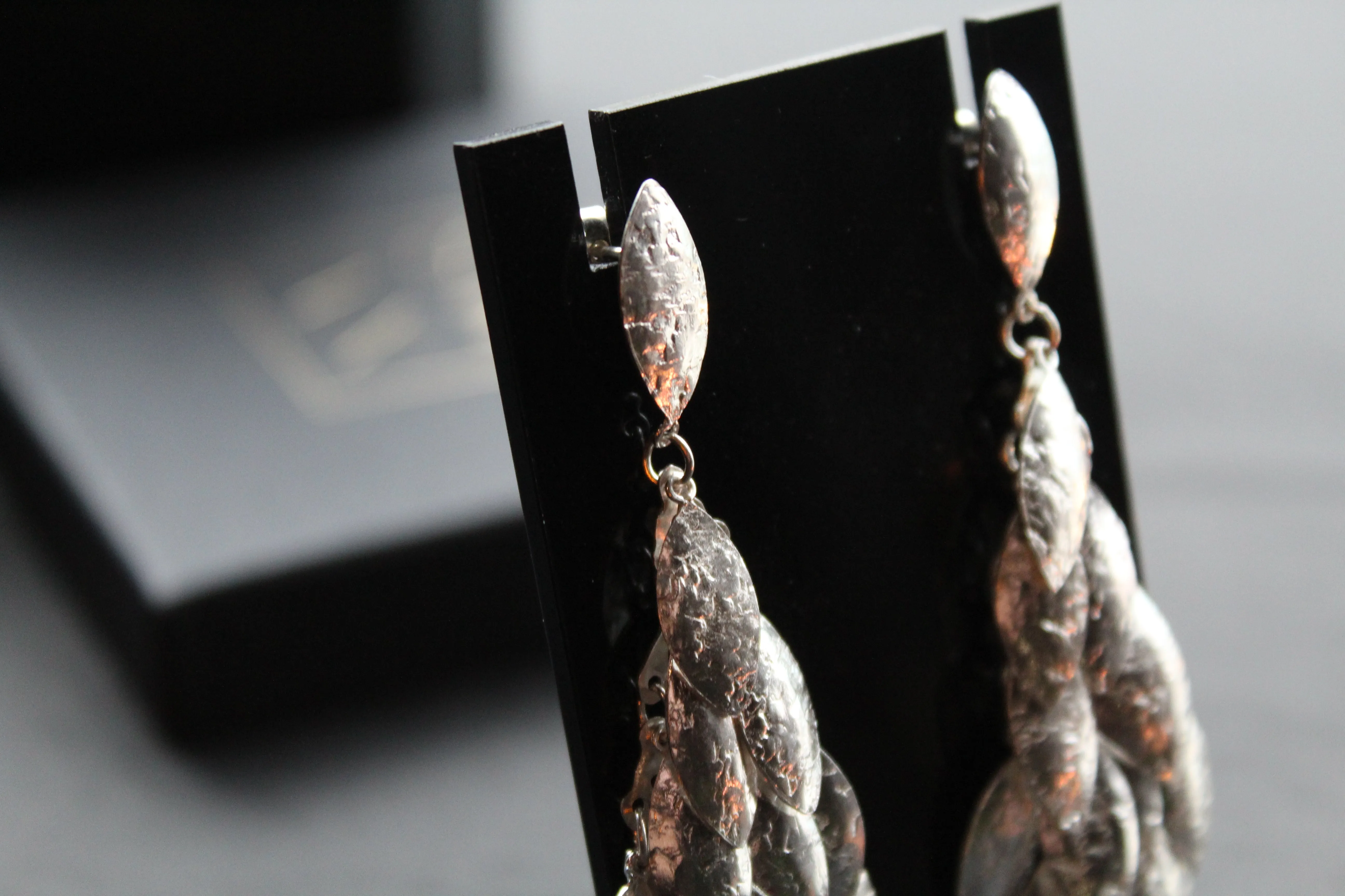 Multi Leaf Long Drop Earrings