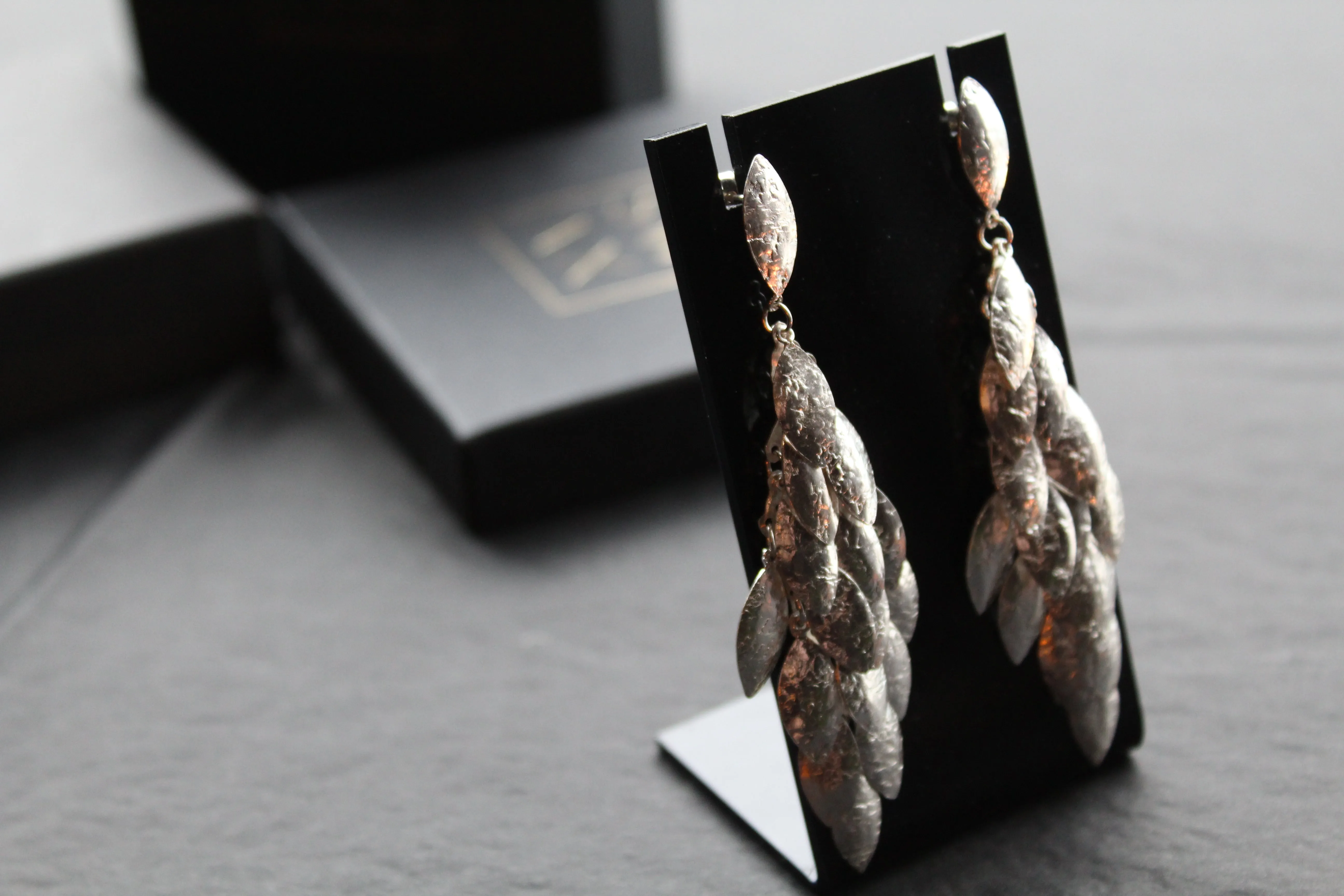 Multi Leaf Long Drop Earrings
