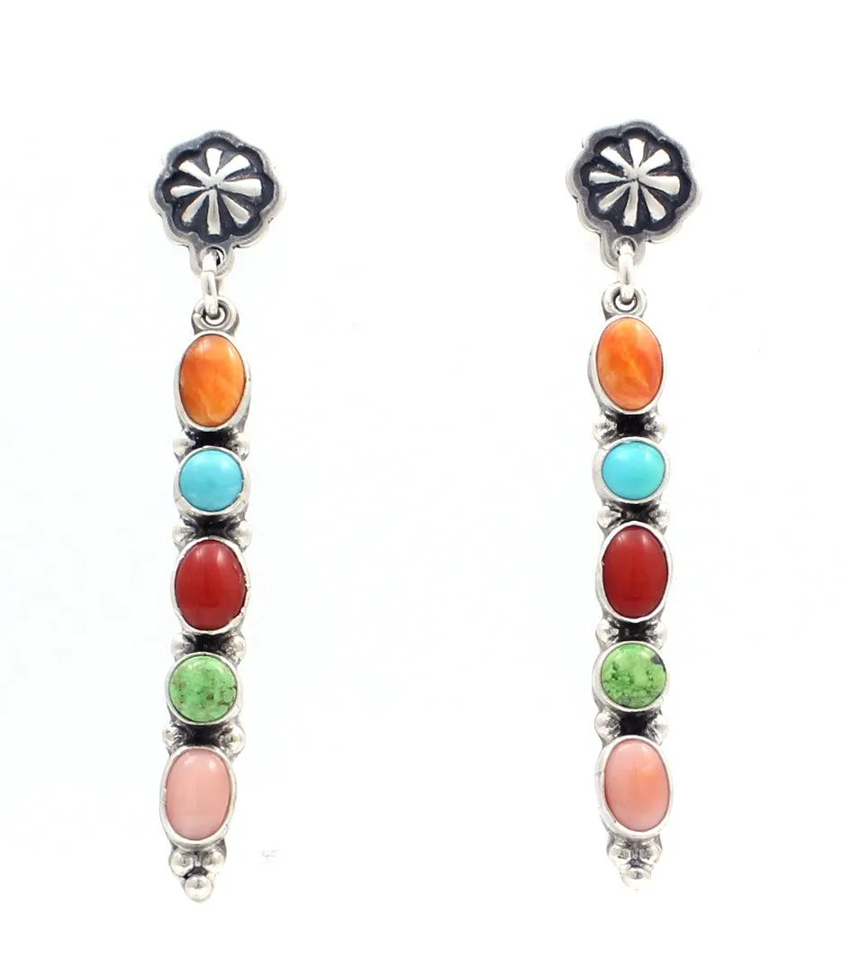 Multi Stone Stick Earrings