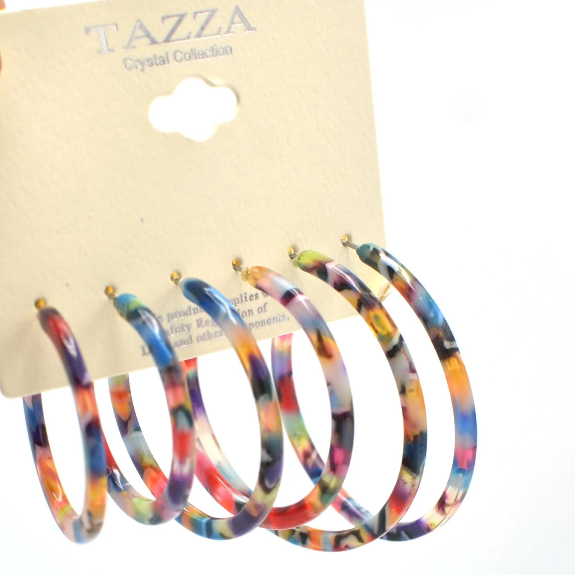 MULTICOLOR 3 PAIR HOOP EARRINGS SET#SQ315-09067438MIX