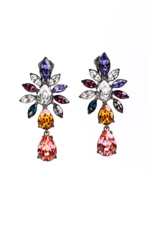 Multicolored Crystal Cluster Drop Earrings