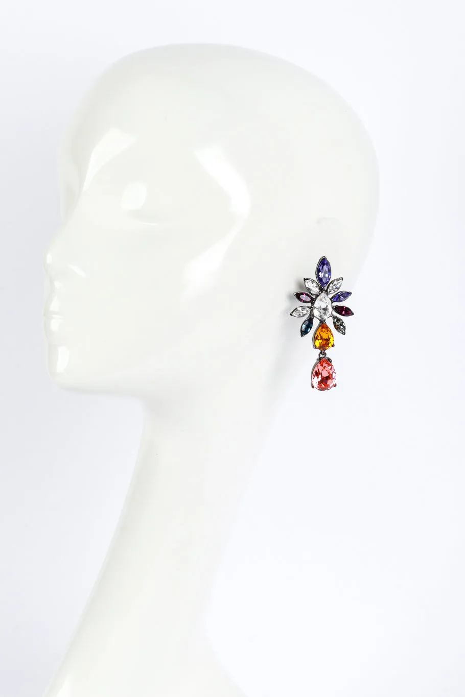 Multicolored Crystal Cluster Drop Earrings