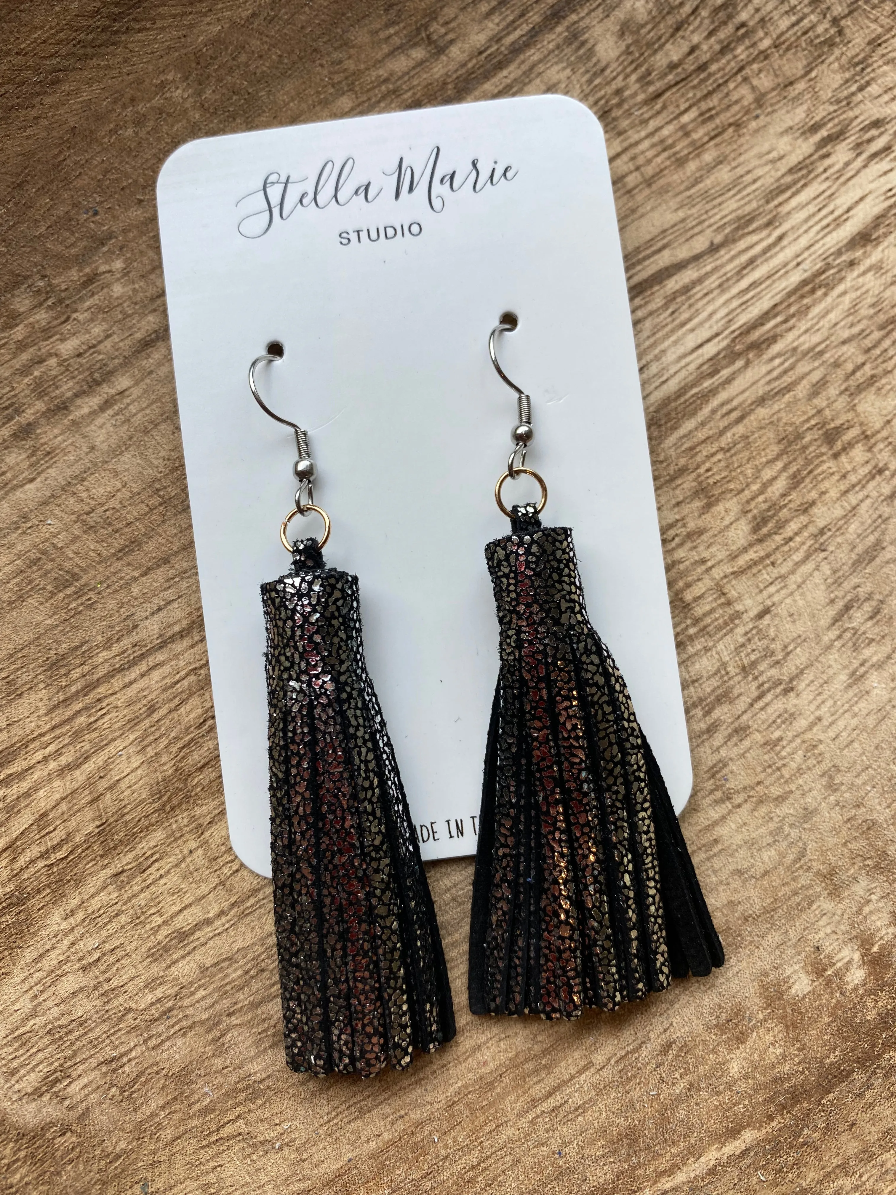 MULTIPLE COLORS: Genuine Leather Tassel Earrings