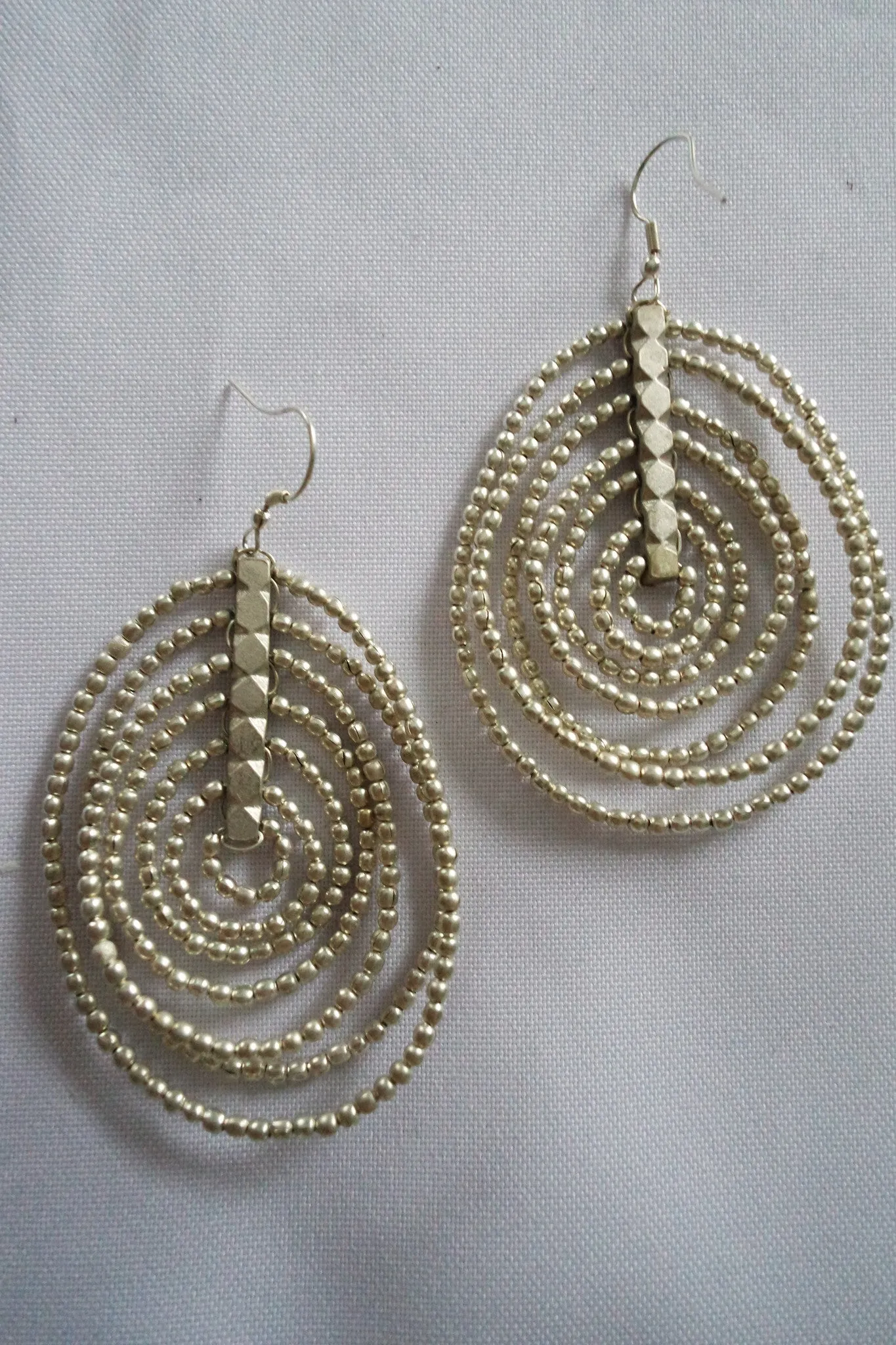 Naga Tribe Earrings, Beaded, Silver and Brass