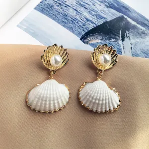 Natural Shell Earrings Pearl Bead Earrings