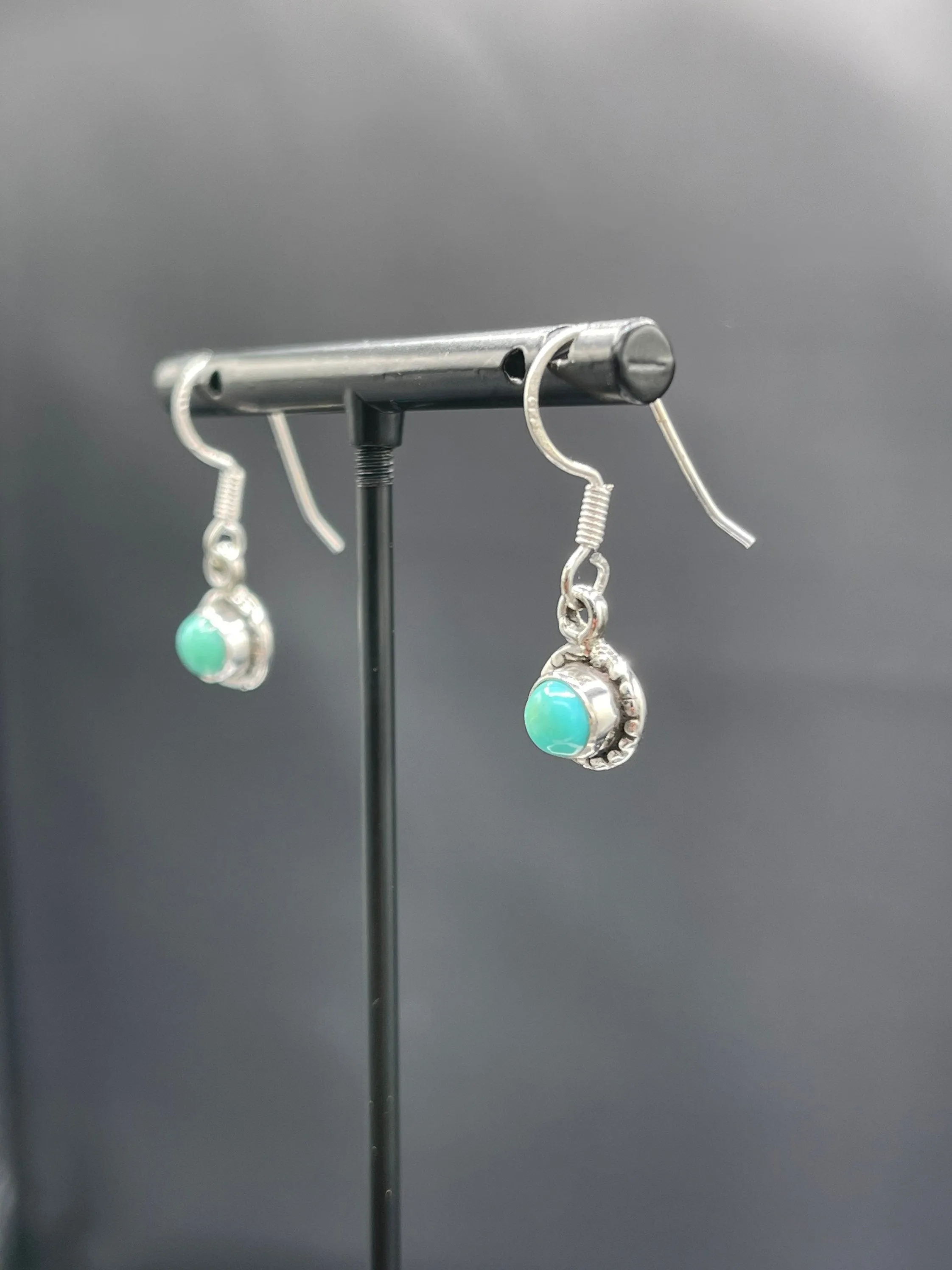 Natural Turquoise Sterling Silver Dangle Earrings