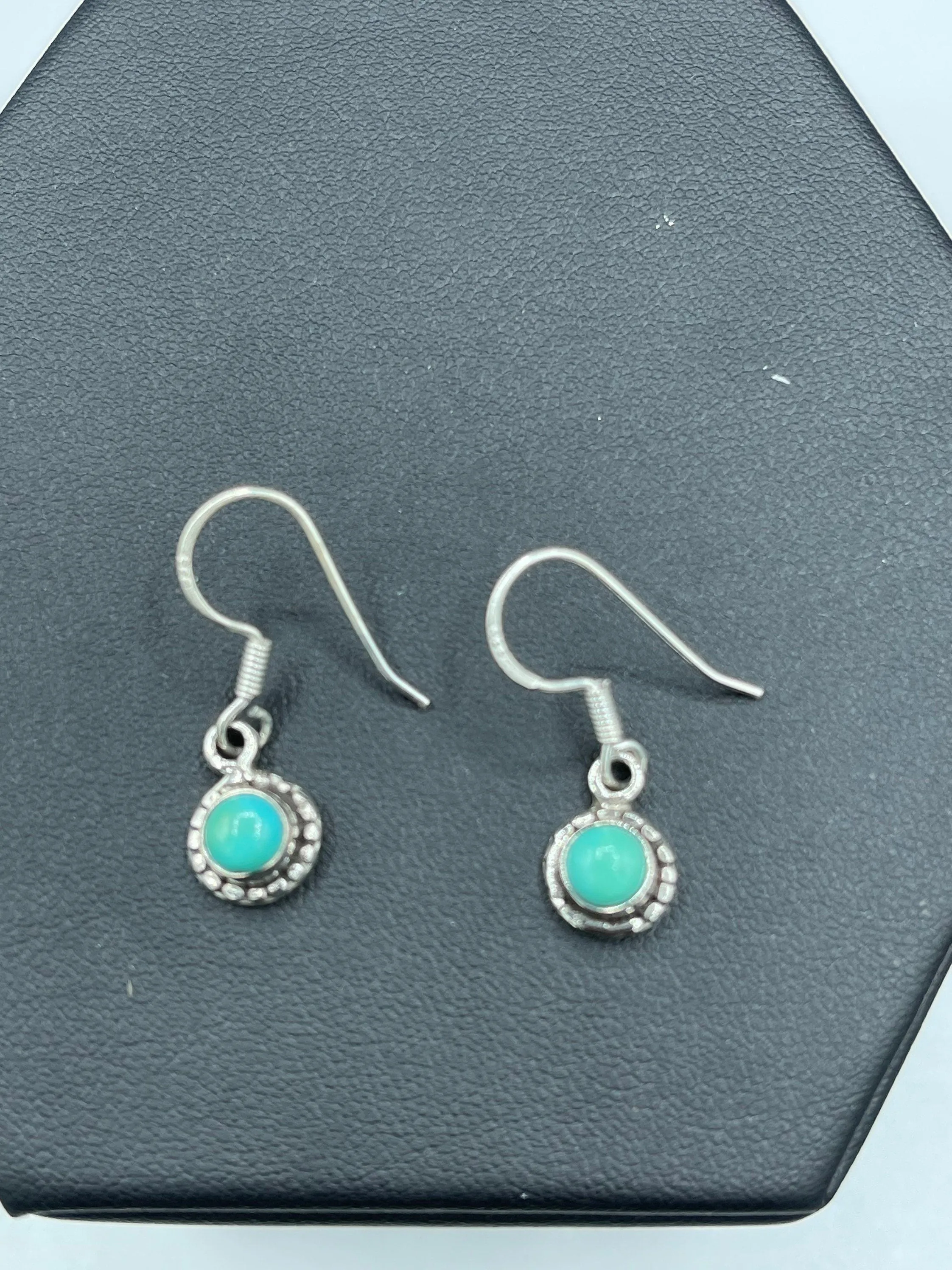 Natural Turquoise Sterling Silver Dangle Earrings