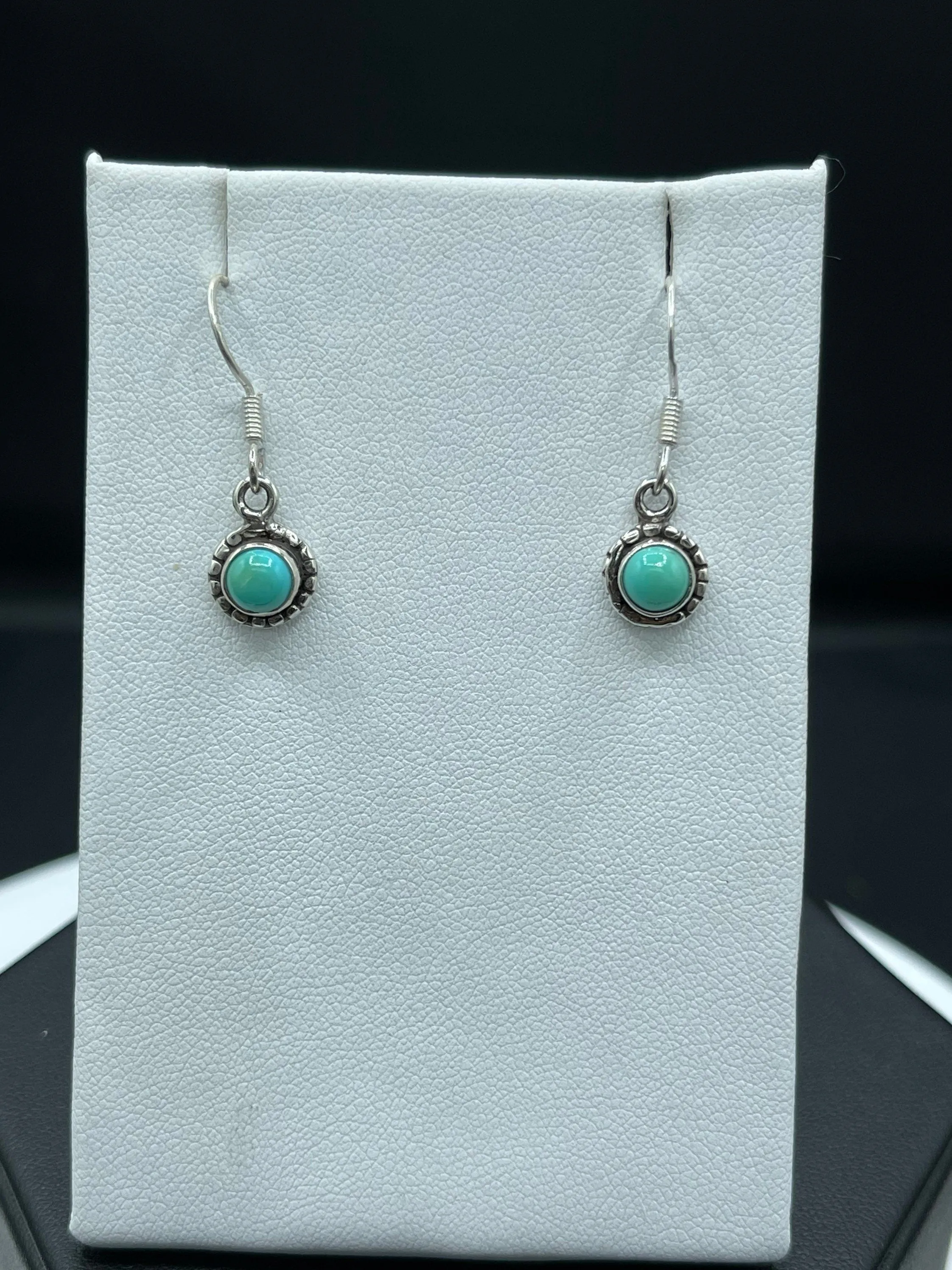Natural Turquoise Sterling Silver Dangle Earrings