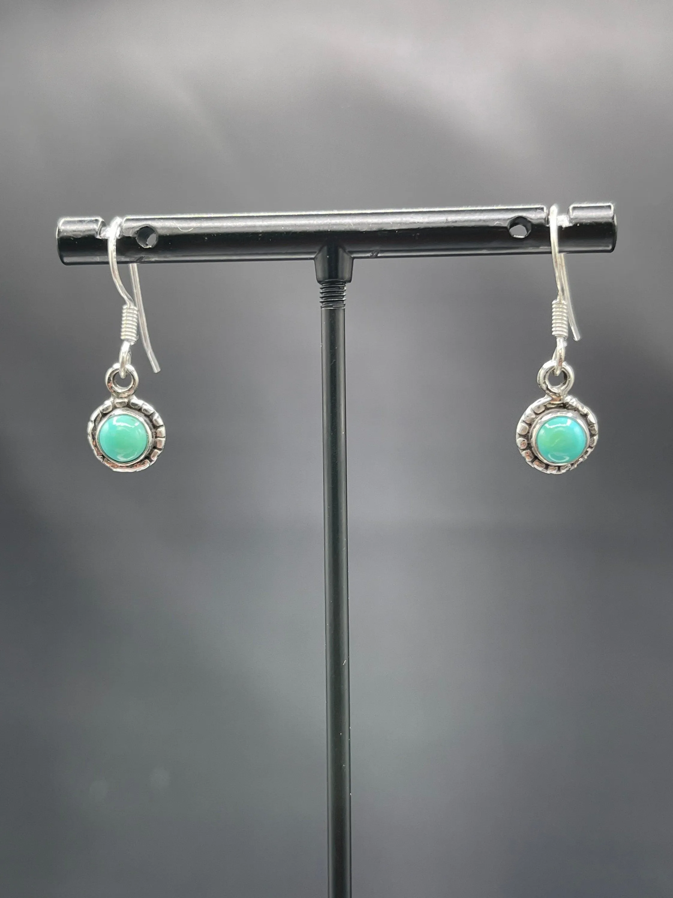Natural Turquoise Sterling Silver Dangle Earrings