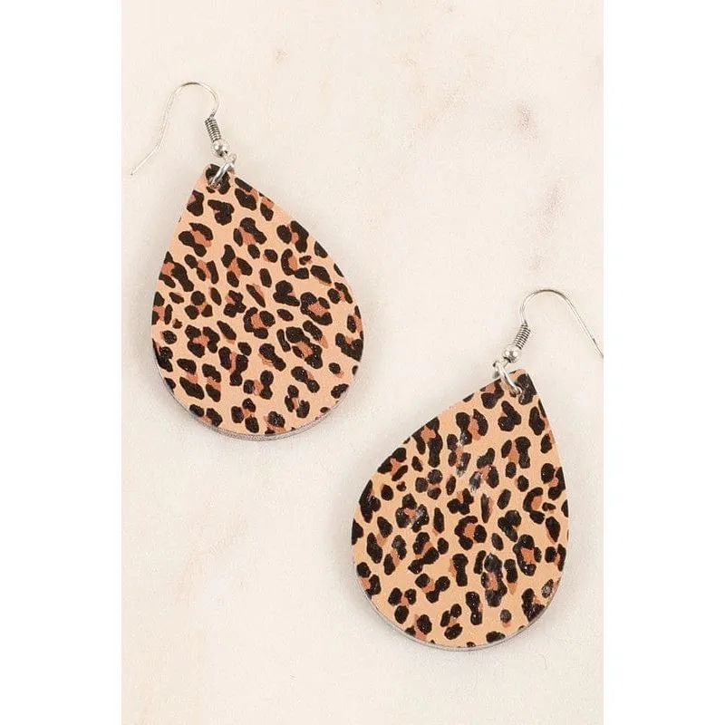 Navajo Print Tear Drop Wooden Dangling Earrings