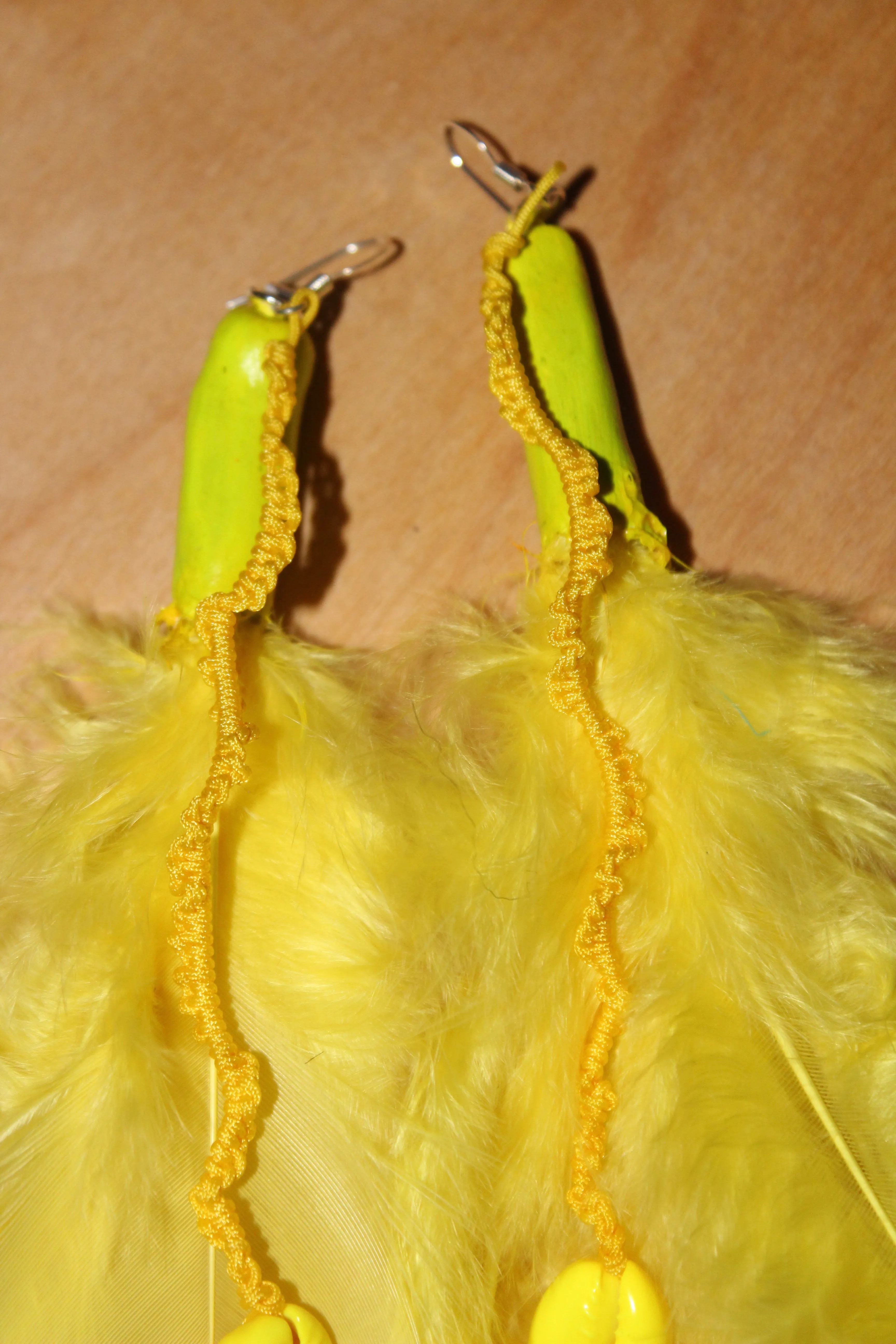 Neon Yellow Cowrie Earrings