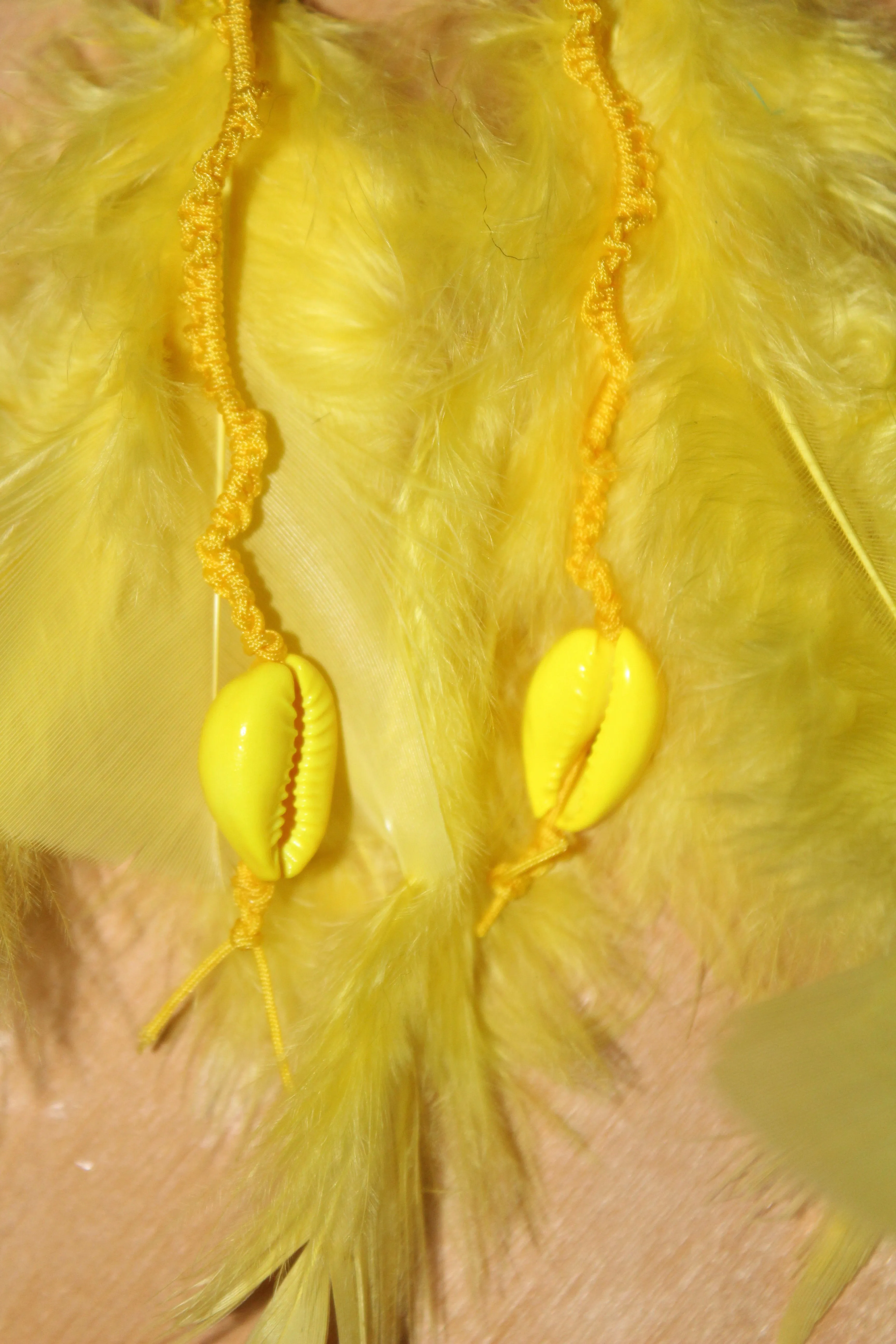 Neon Yellow Cowrie Earrings