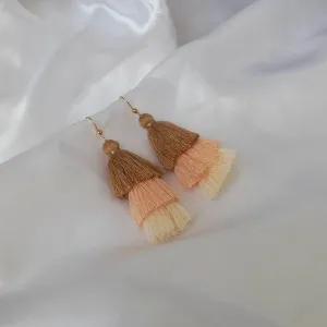 Neutral & Gold Tassel Earrings - Neutral Tassel Earrings,Neutral Jewellery,Gold Jewellery In The UK,Gold Earrings In The UK,Funky Earrings