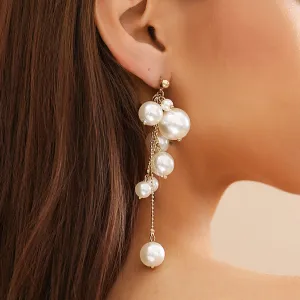 Newly Dangling Tassel Pearl Earrings