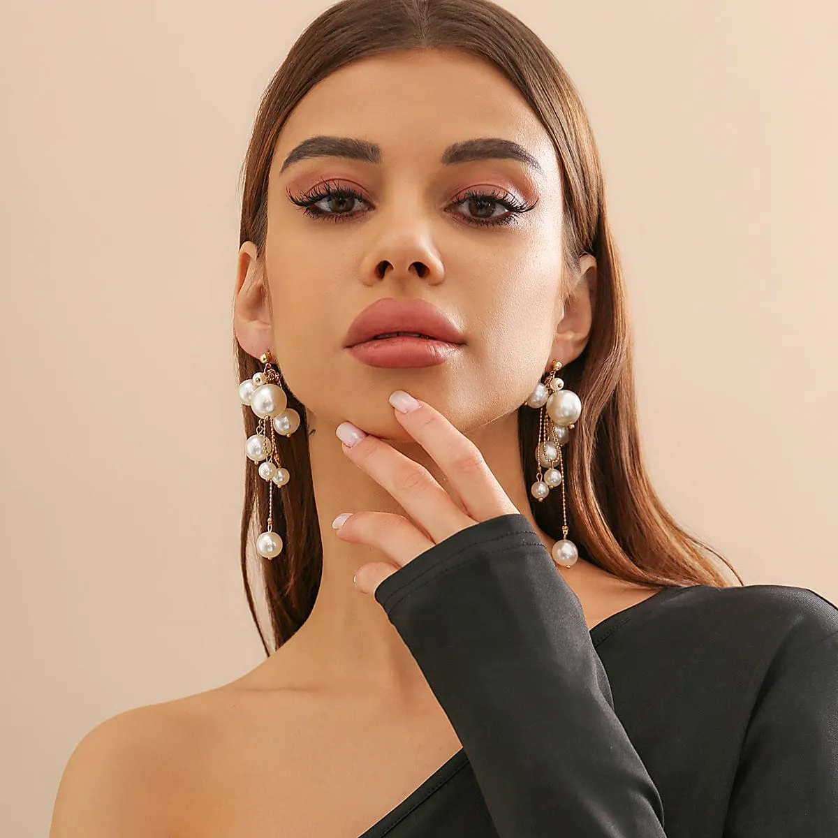 Newly Dangling Tassel Pearl Earrings