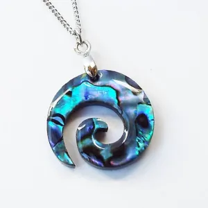 NZ Paua Shell Maori Koru Necklace