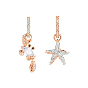Ocean Crab White Rose Gold Plating Pierced Earrings