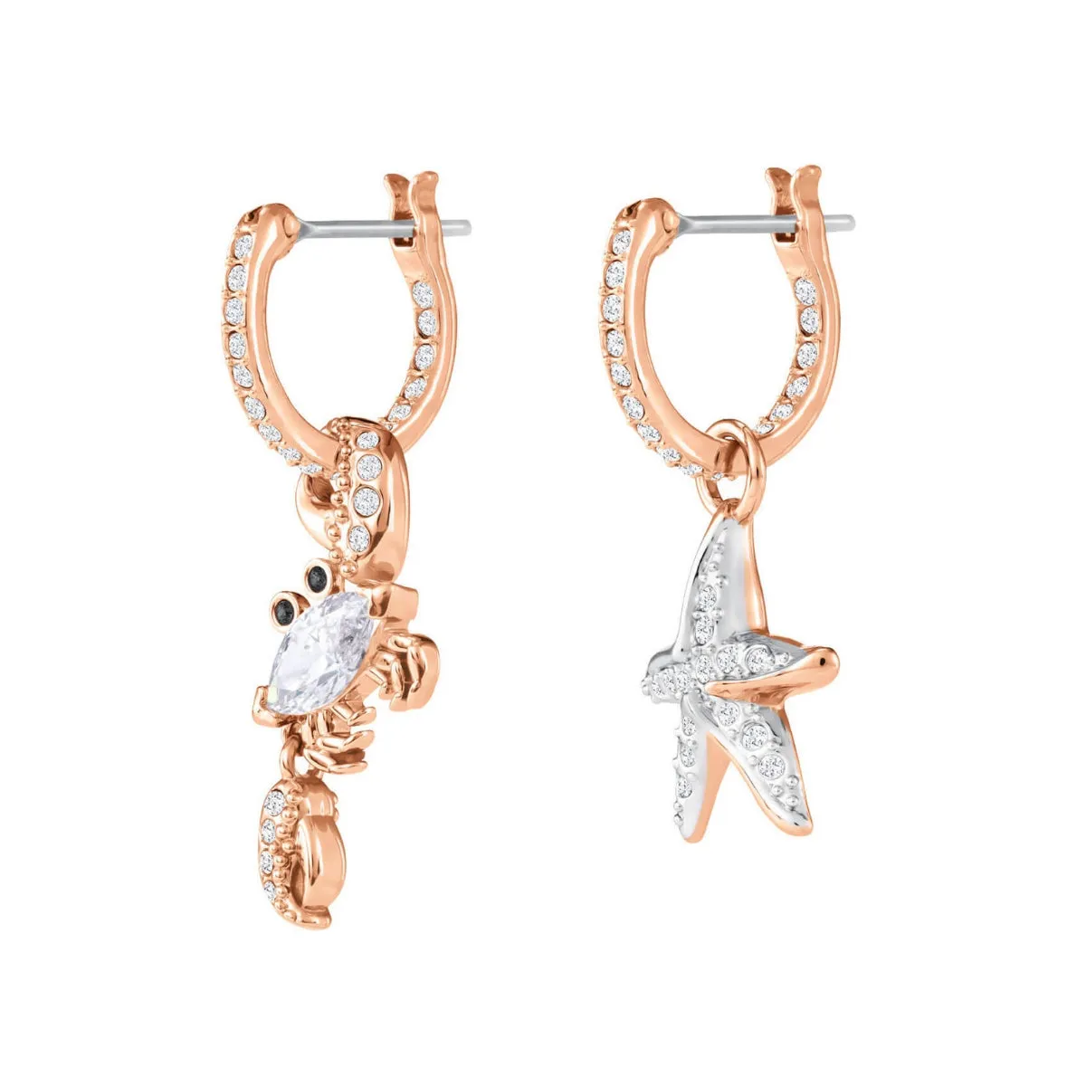 Ocean Crab White Rose Gold Plating Pierced Earrings