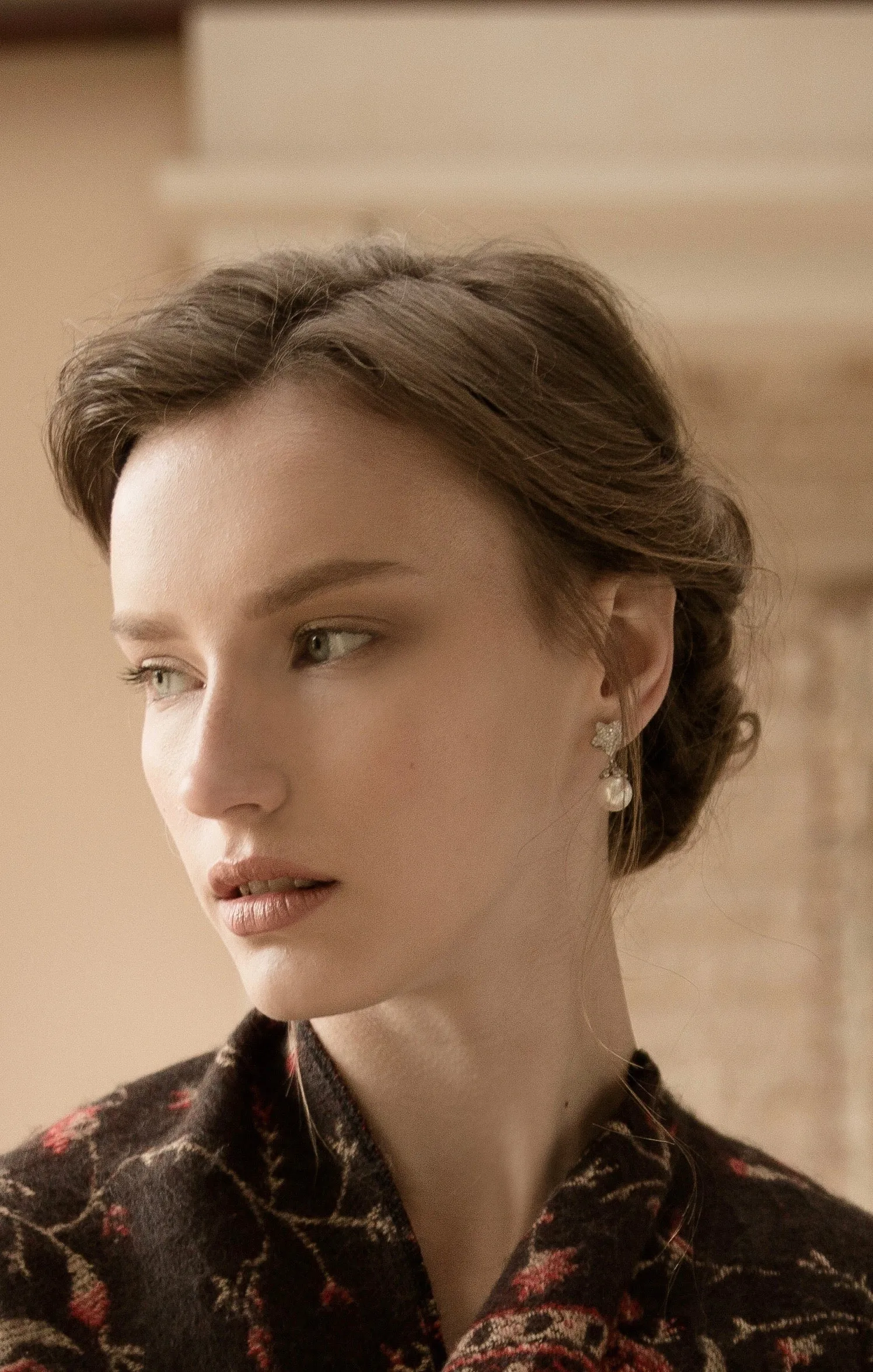 Ocean | Starfish diamond pave dangling pearl earrings