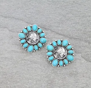 Oldtown Fashion Coin Stud Earrings