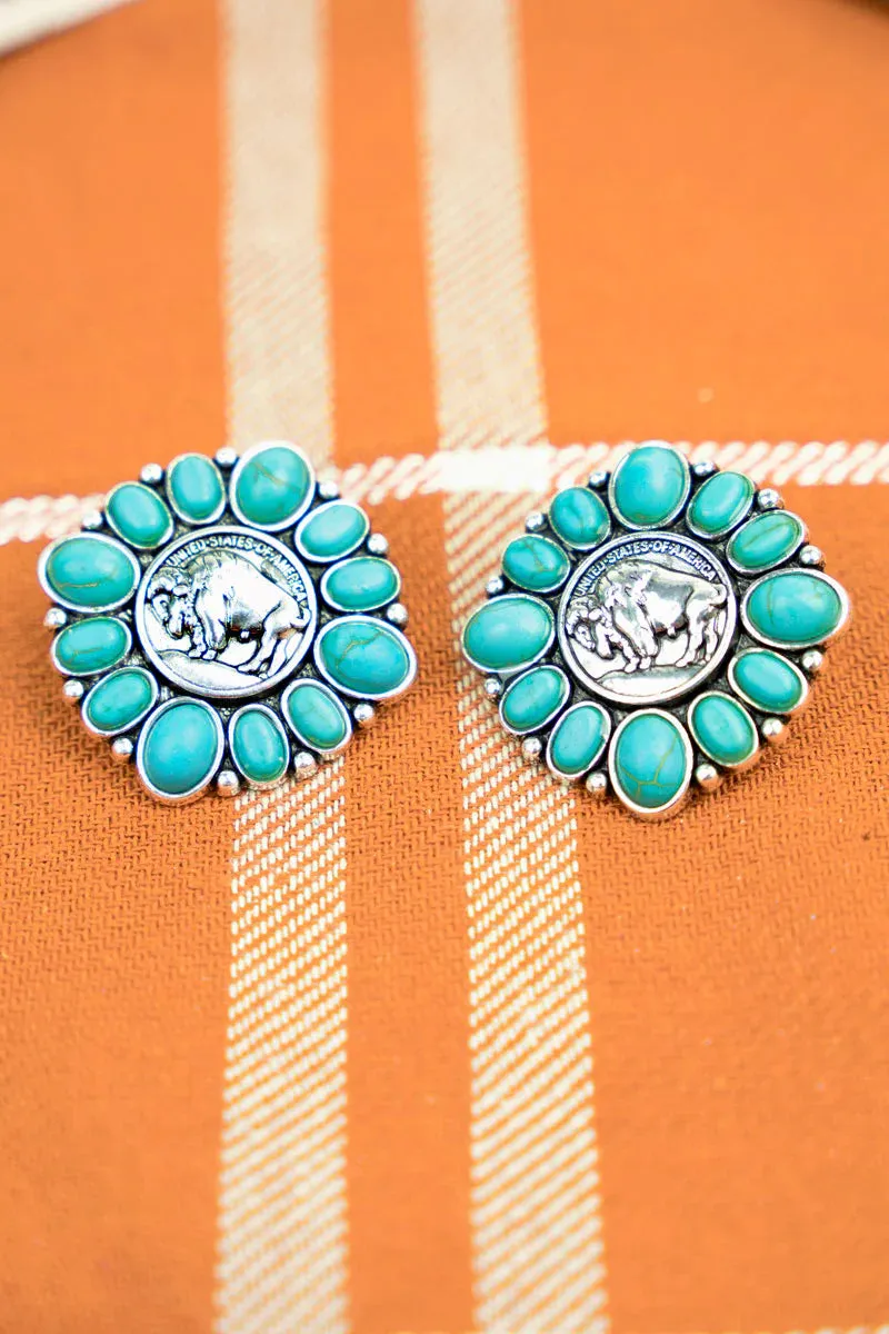 Oldtown Fashion Coin Stud Earrings