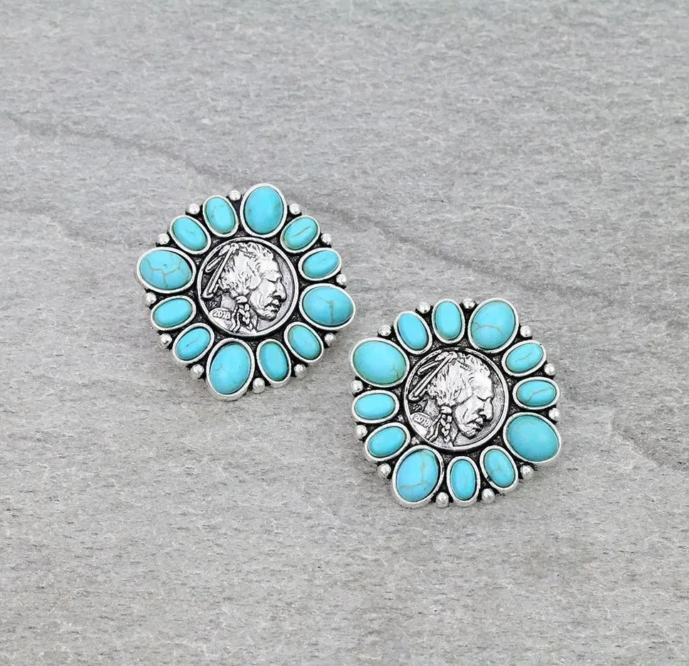Oldtown Fashion Coin Stud Earrings