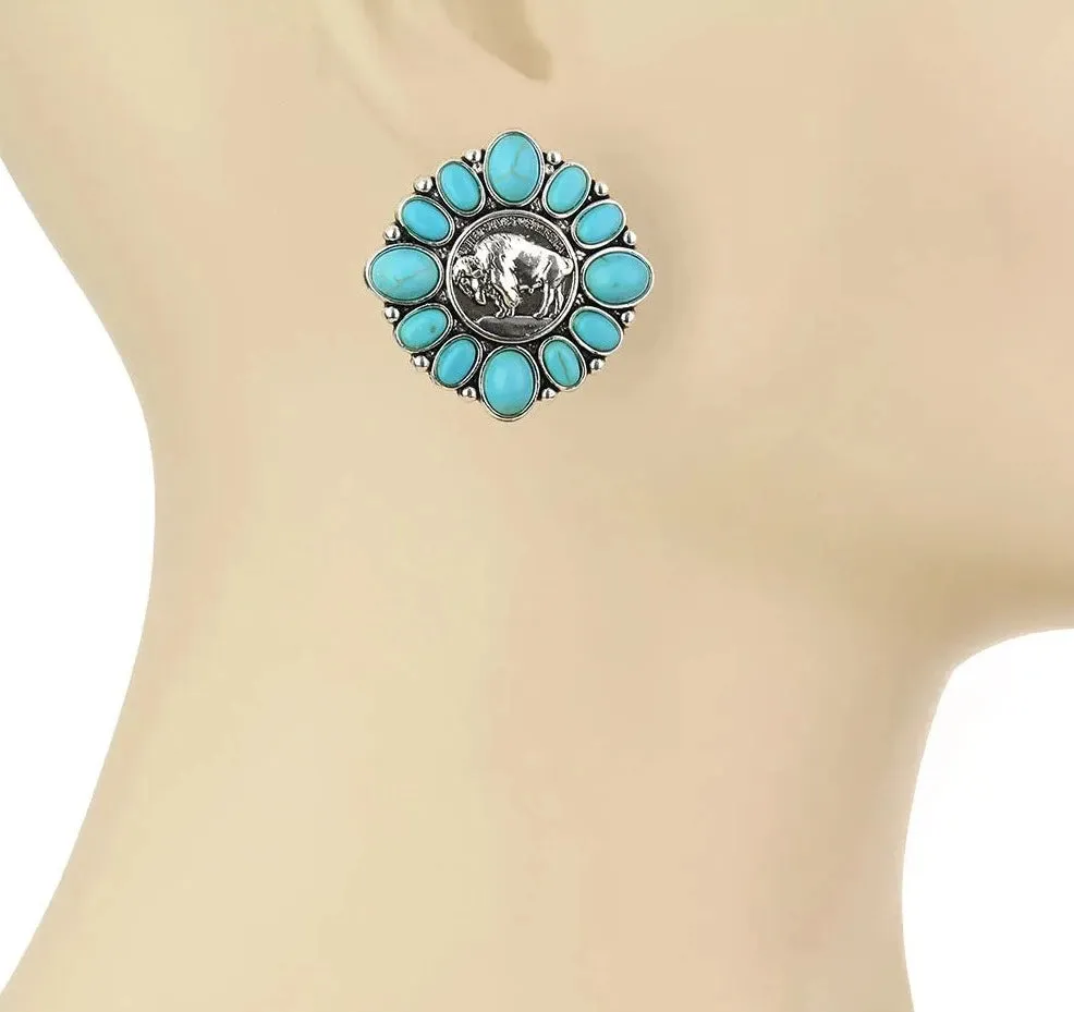 Oldtown Fashion Coin Stud Earrings
