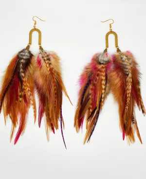 One of a Kind Long Bohemian Feather Earrings - Natural Luck