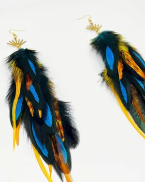 One of a Kind Long Bohemian Feather Earrings - Pluto Plume