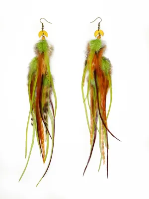 One of a Kind Long Feather Earrings - Moon Garden