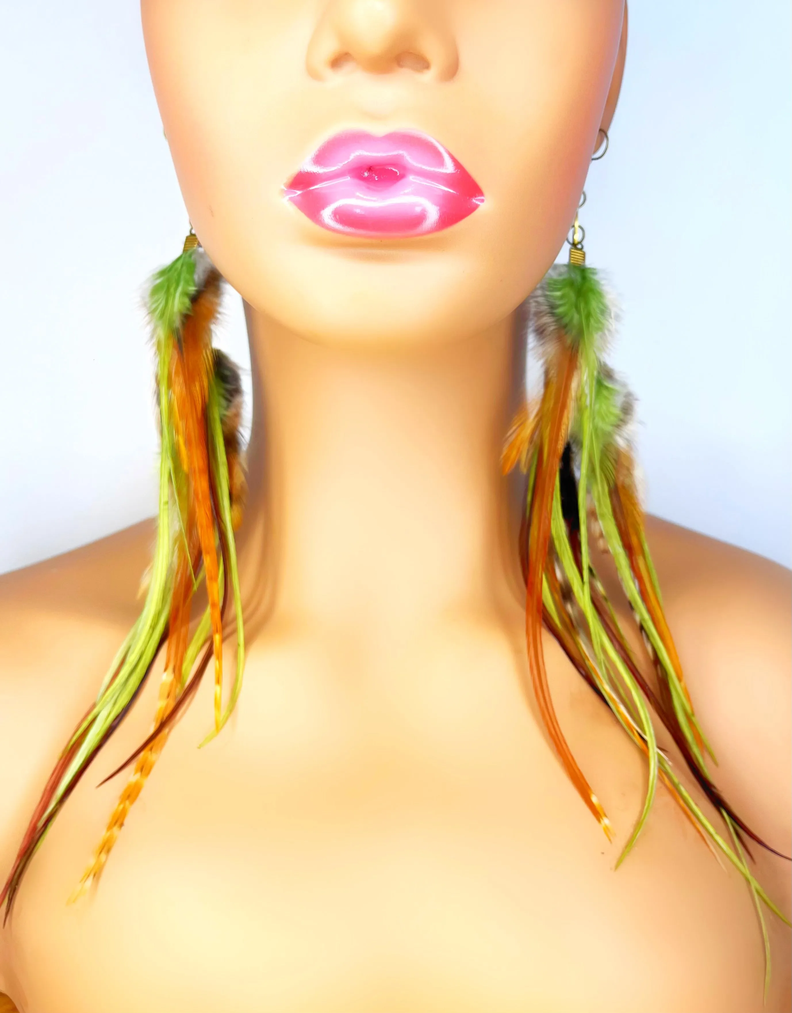 One of a Kind Long Feather Earrings - Moon Garden