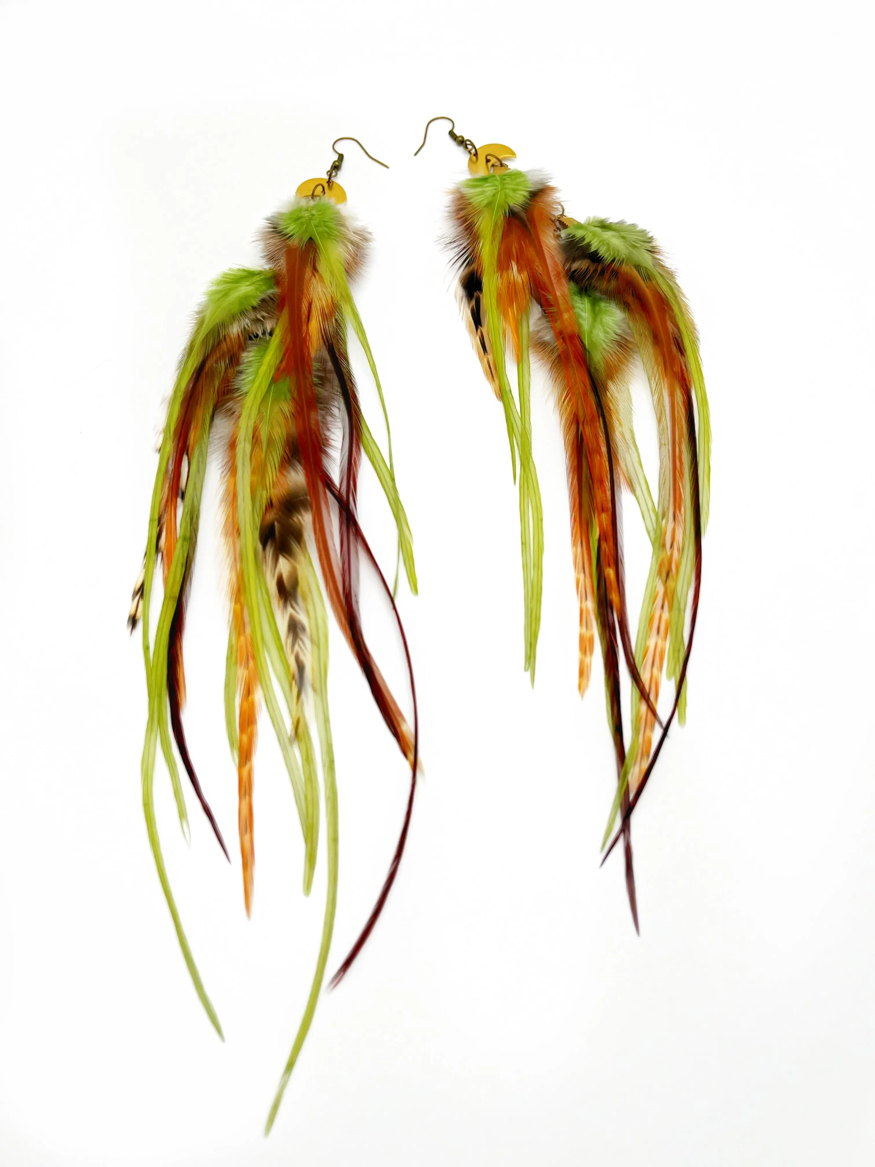 One of a Kind Long Feather Earrings - Moon Garden