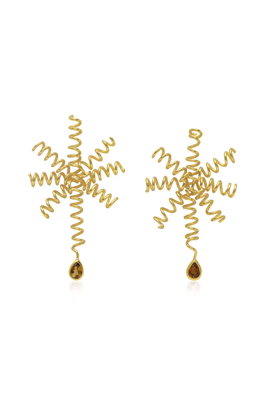 Orange & Yellow Tourmaline Starfish Earrings